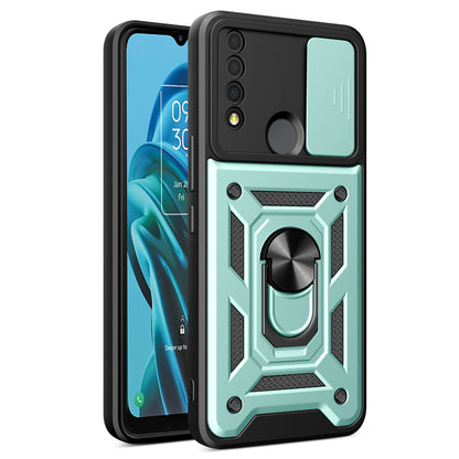 For TCL 30 XE 5G Slide Lens Protection Cover Shockproof Kickstand PC+TPU Phone Case Shell