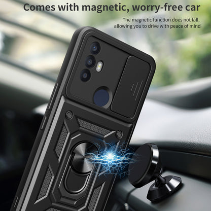 For TCL 30 SE Phone Shell Kickstand PC+TPU Phone Case Slide Lens Protection Cover