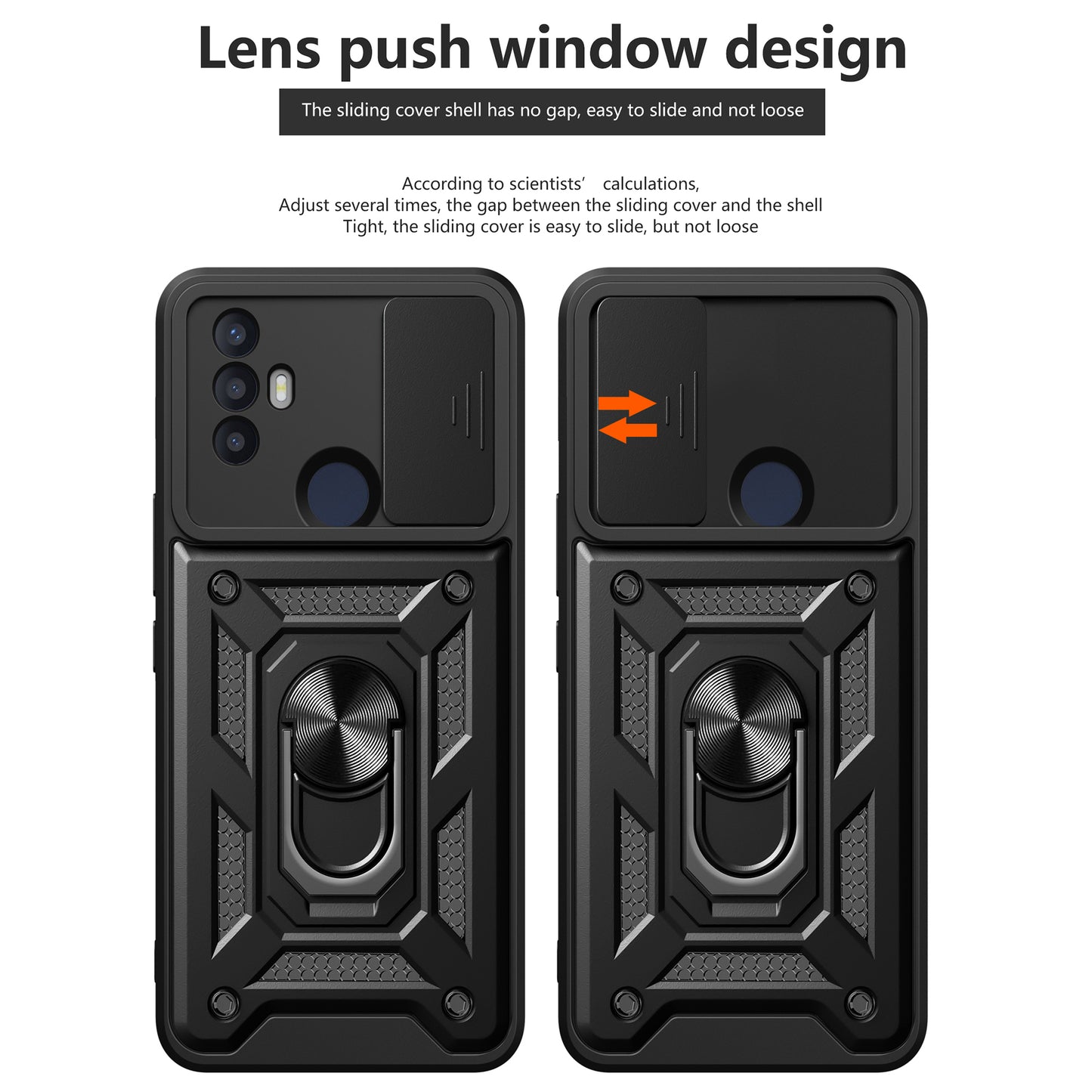 For TCL 30 SE Phone Shell Kickstand PC+TPU Phone Case Slide Lens Protection Cover