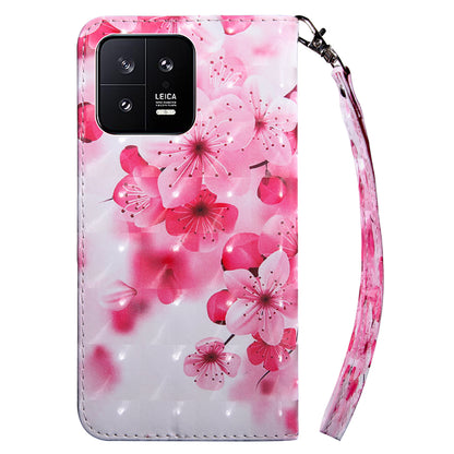For Xiaomi 13 5G PU Leather Wallet Phone Case 3D Pattern Printing Phone Cover with Strap