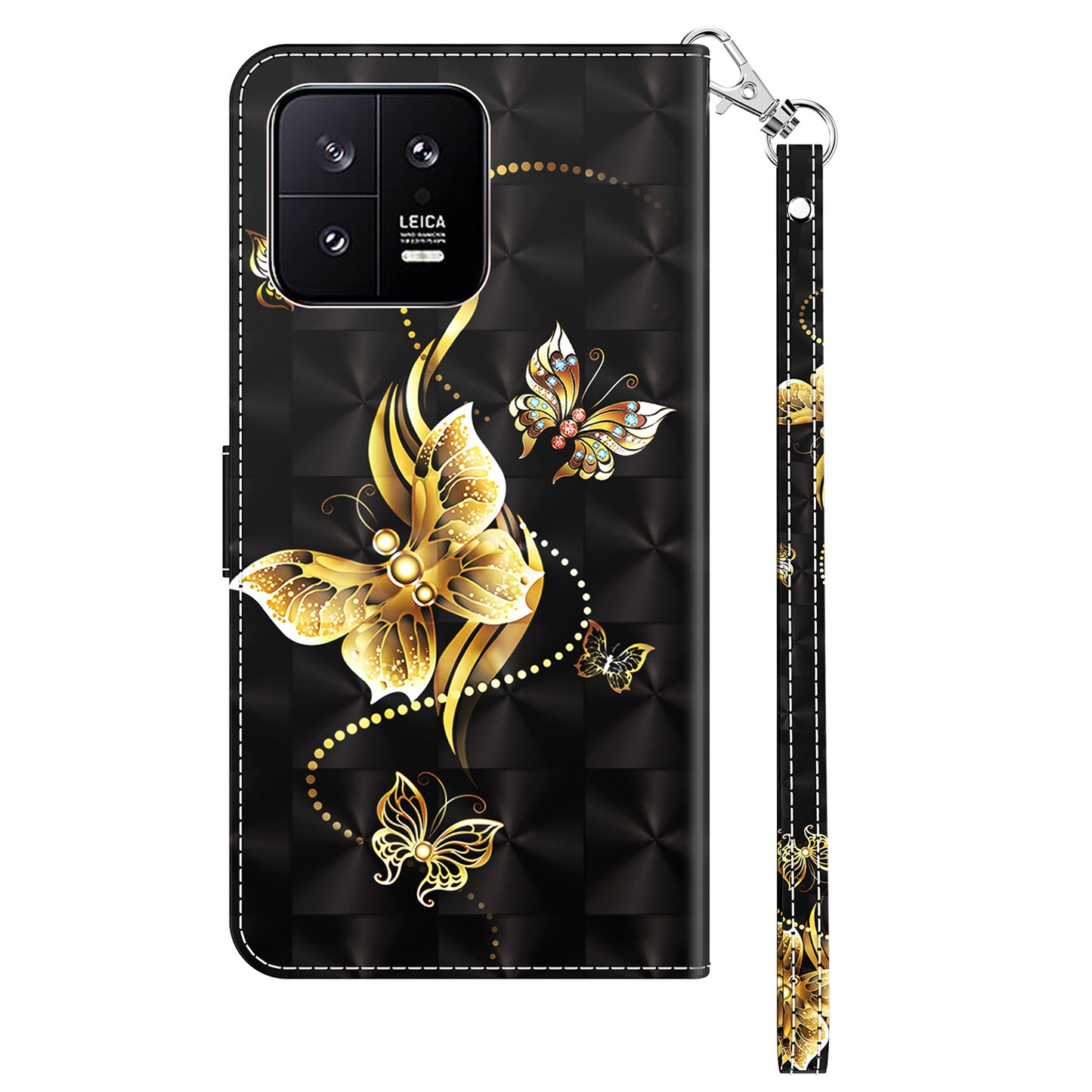 For Xiaomi 13 5G PU Leather Wallet Phone Case 3D Pattern Printing Phone Cover with Strap