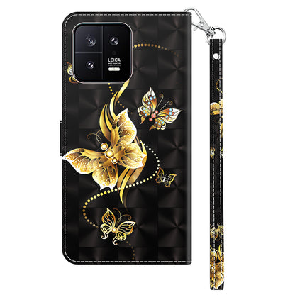 For Xiaomi 13 5G PU Leather Wallet Phone Case 3D Pattern Printing Phone Cover with Strap