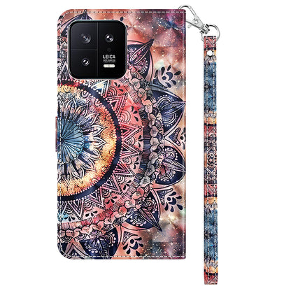 For Xiaomi 13 5G PU Leather Wallet Phone Case 3D Pattern Printing Phone Cover with Strap