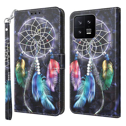 For Xiaomi 13 5G PU Leather Wallet Phone Case 3D Pattern Printing Phone Cover with Strap