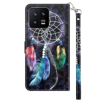 For Xiaomi 13 5G PU Leather Wallet Phone Case 3D Pattern Printing Phone Cover with Strap