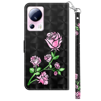 PU Leather Flip Cover for Xiaomi 13 Lite / Civi 2 Wallet Phone Case 3D Pattern Printing Phone Shell with Strap