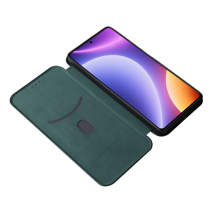 For Xiaomi Redmi Note 12 Turbo / Poco F5 5G Carbon Fiber Texture Leather Case Flip Stand Cell Phone Cover