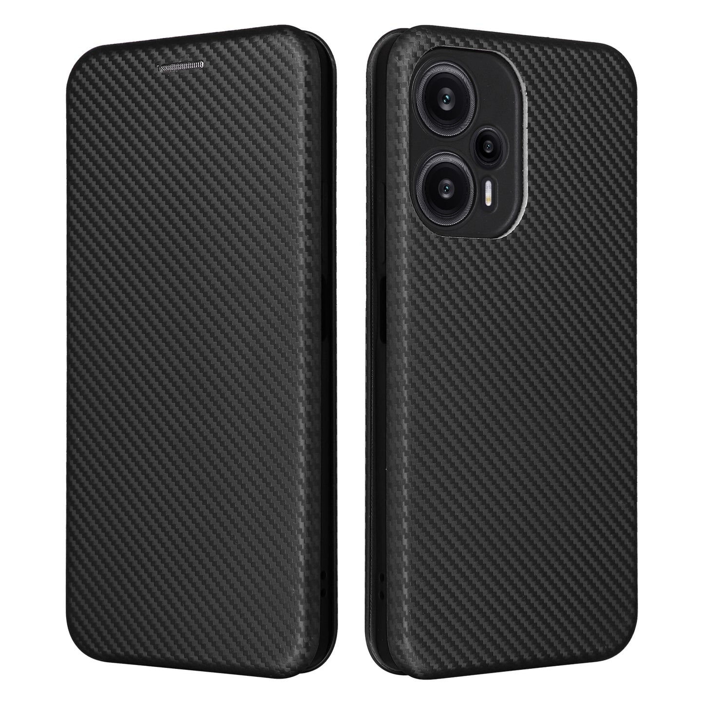 For Xiaomi Redmi Note 12 Turbo / Poco F5 5G Carbon Fiber Texture Leather Case Flip Stand Cell Phone Cover