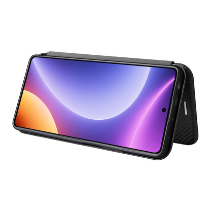 For Xiaomi Redmi Note 12 Turbo / Poco F5 5G Carbon Fiber Texture Leather Case Flip Stand Cell Phone Cover