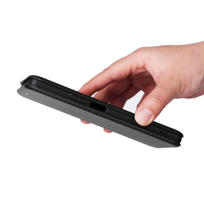 For Xiaomi Redmi Note 12 Turbo / Poco F5 5G Carbon Fiber Texture Leather Case Flip Stand Cell Phone Cover