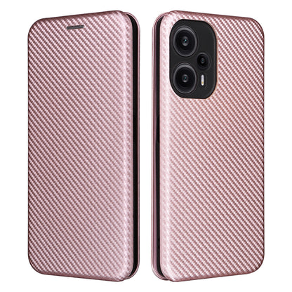 For Xiaomi Redmi Note 12 Turbo / Poco F5 5G Carbon Fiber Texture Leather Case Flip Stand Cell Phone Cover