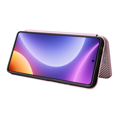 For Xiaomi Redmi Note 12 Turbo / Poco F5 5G Carbon Fiber Texture Leather Case Flip Stand Cell Phone Cover