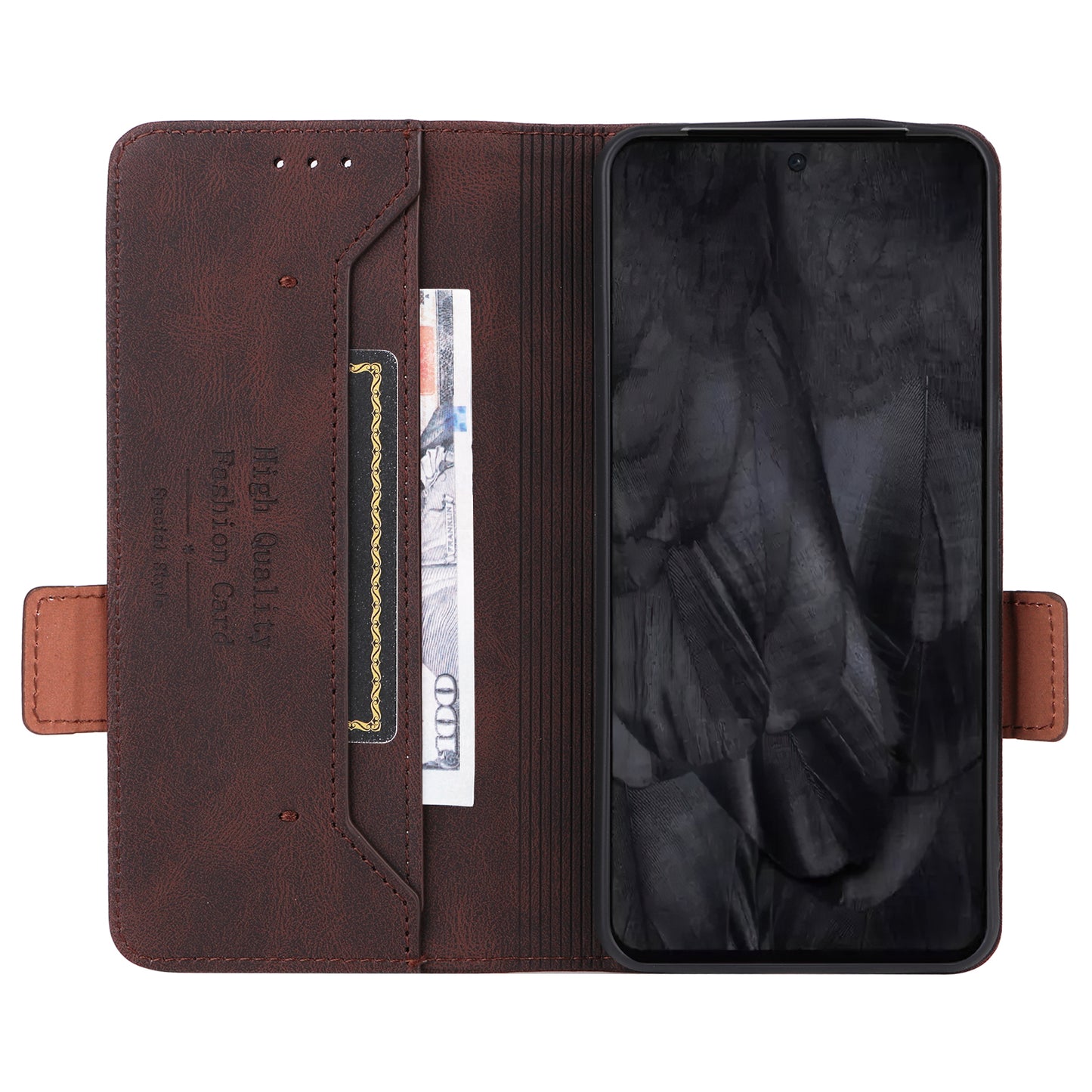 For Google Pixel 8 Pro Anti-scratch Wallet Stand Cover Hardware Decor PU Leather Phone Case