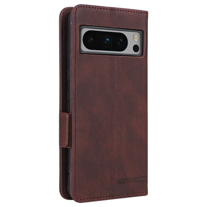 For Google Pixel 8 Pro Anti-scratch Wallet Stand Cover Hardware Decor PU Leather Phone Case