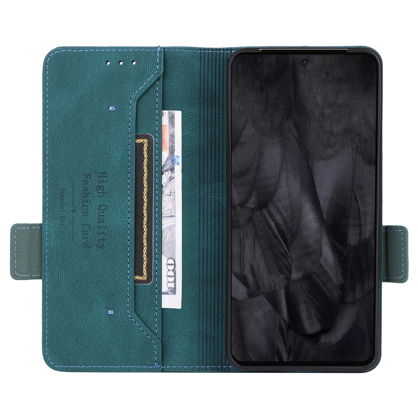 For Google Pixel 8 Pro Anti-scratch Wallet Stand Cover Hardware Decor PU Leather Phone Case