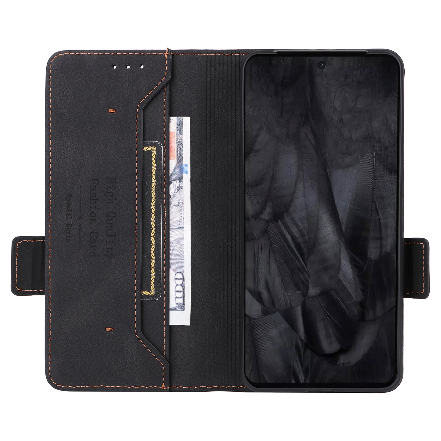 For Google Pixel 8 Pro Anti-scratch Wallet Stand Cover Hardware Decor PU Leather Phone Case