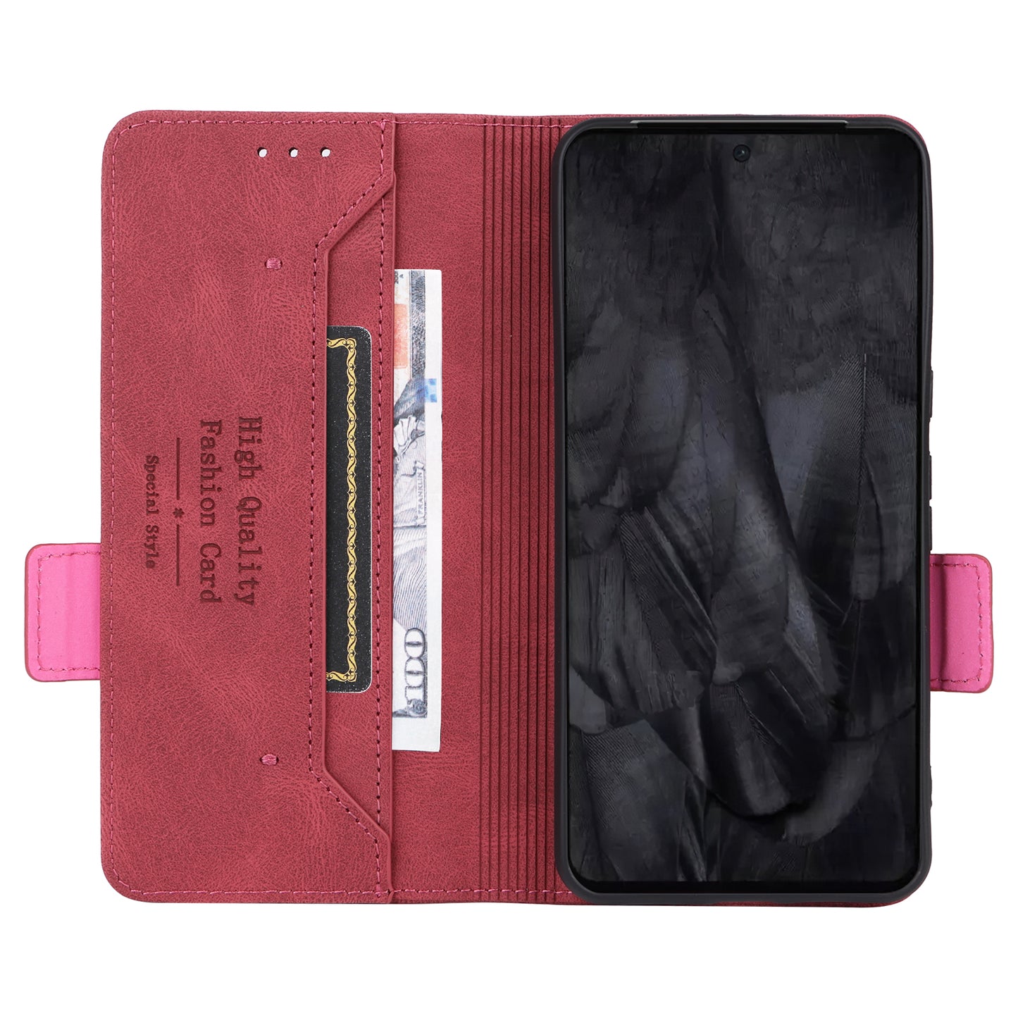 For Google Pixel 8 Pro Anti-scratch Wallet Stand Cover Hardware Decor PU Leather Phone Case