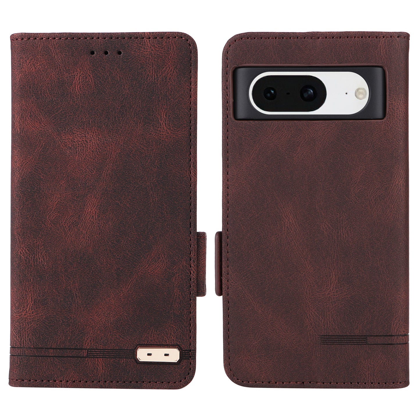 For Google Pixel 8 Hardware Decor PU Leather Phone Case Wallet Stand Phone Cover