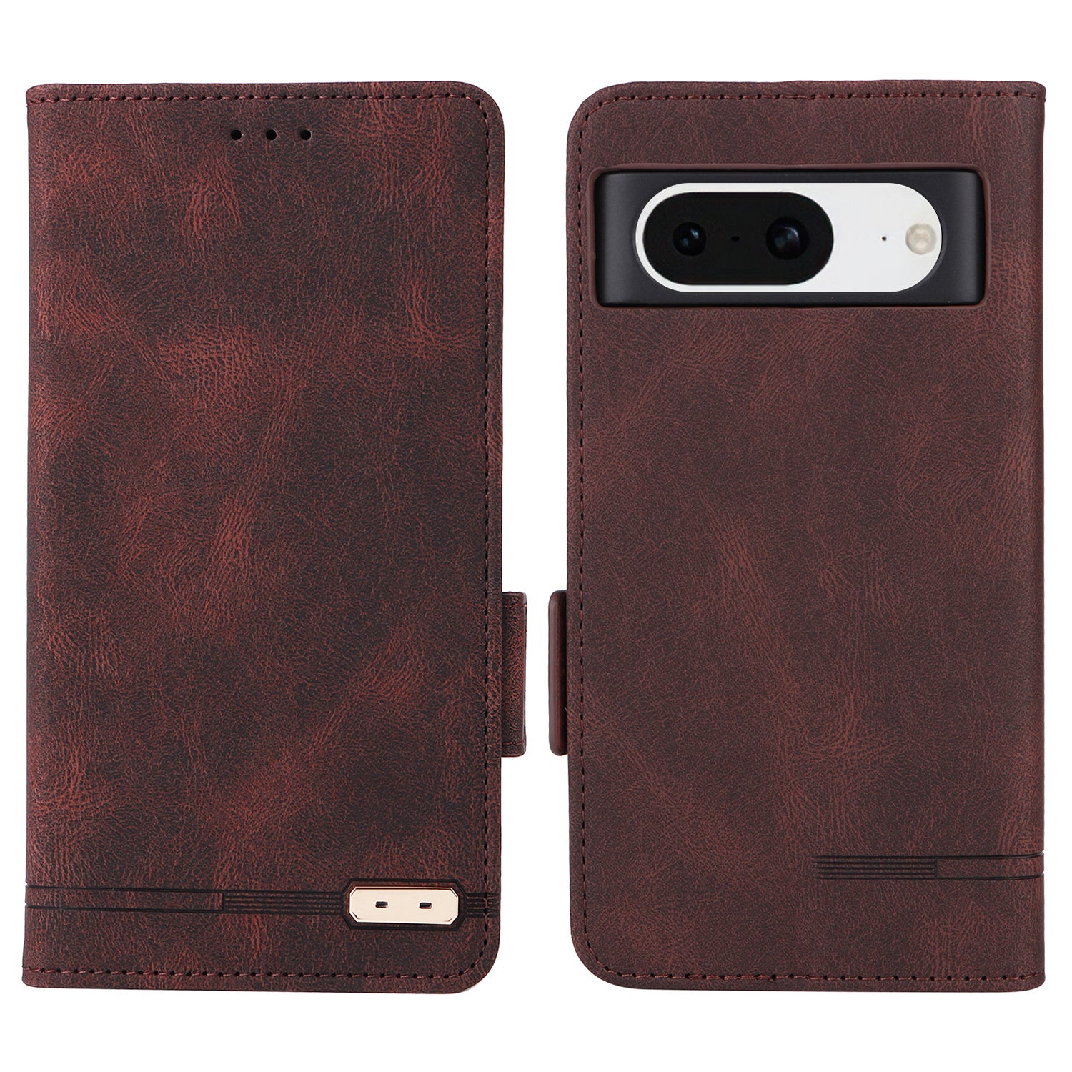 For Google Pixel 8 Hardware Decor PU Leather Phone Case Wallet Stand Phone Cover