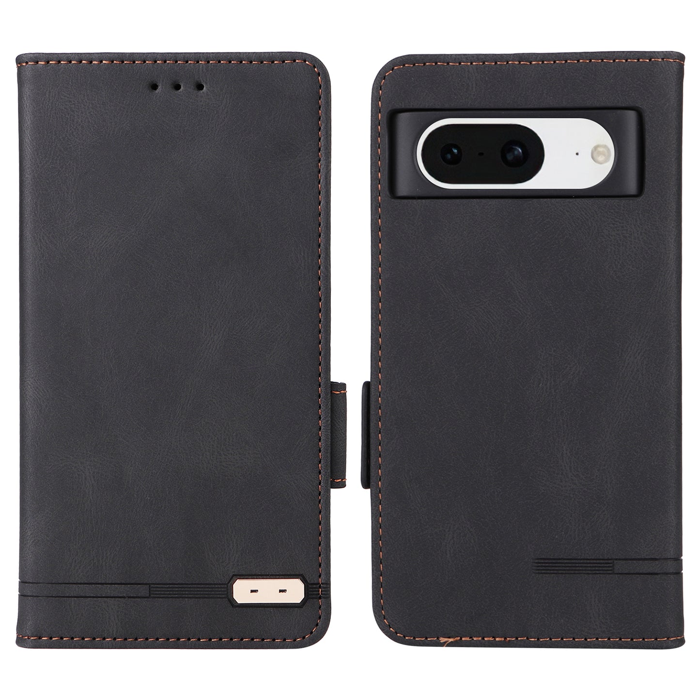 For Google Pixel 8 Hardware Decor PU Leather Phone Case Wallet Stand Phone Cover