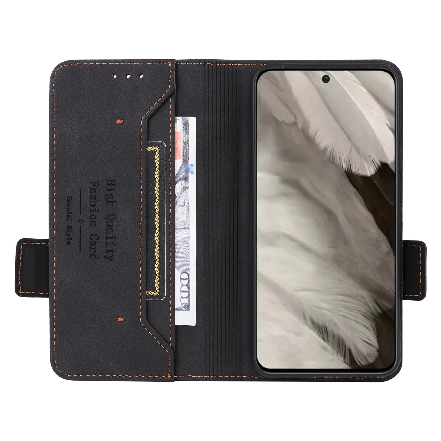 For Google Pixel 8 Hardware Decor PU Leather Phone Case Wallet Stand Phone Cover