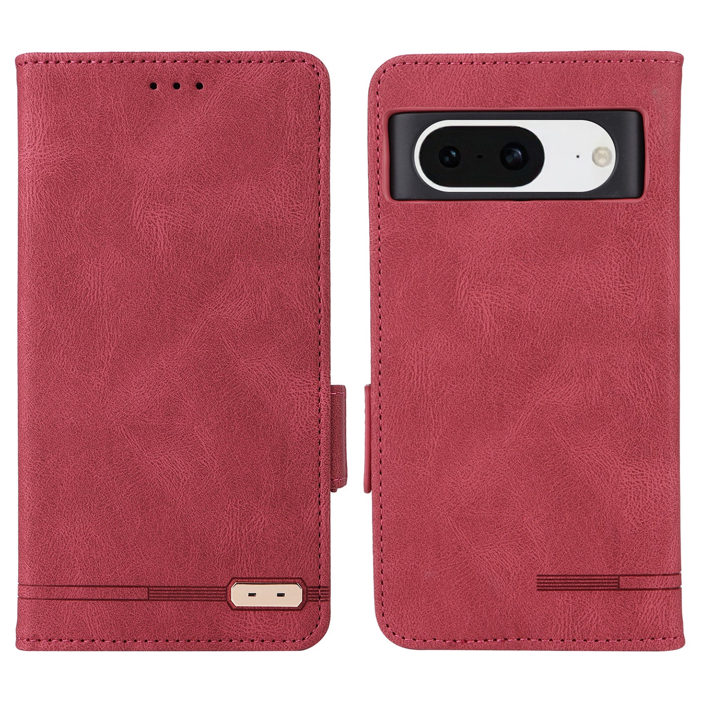 For Google Pixel 8 Hardware Decor PU Leather Phone Case Wallet Stand Phone Cover