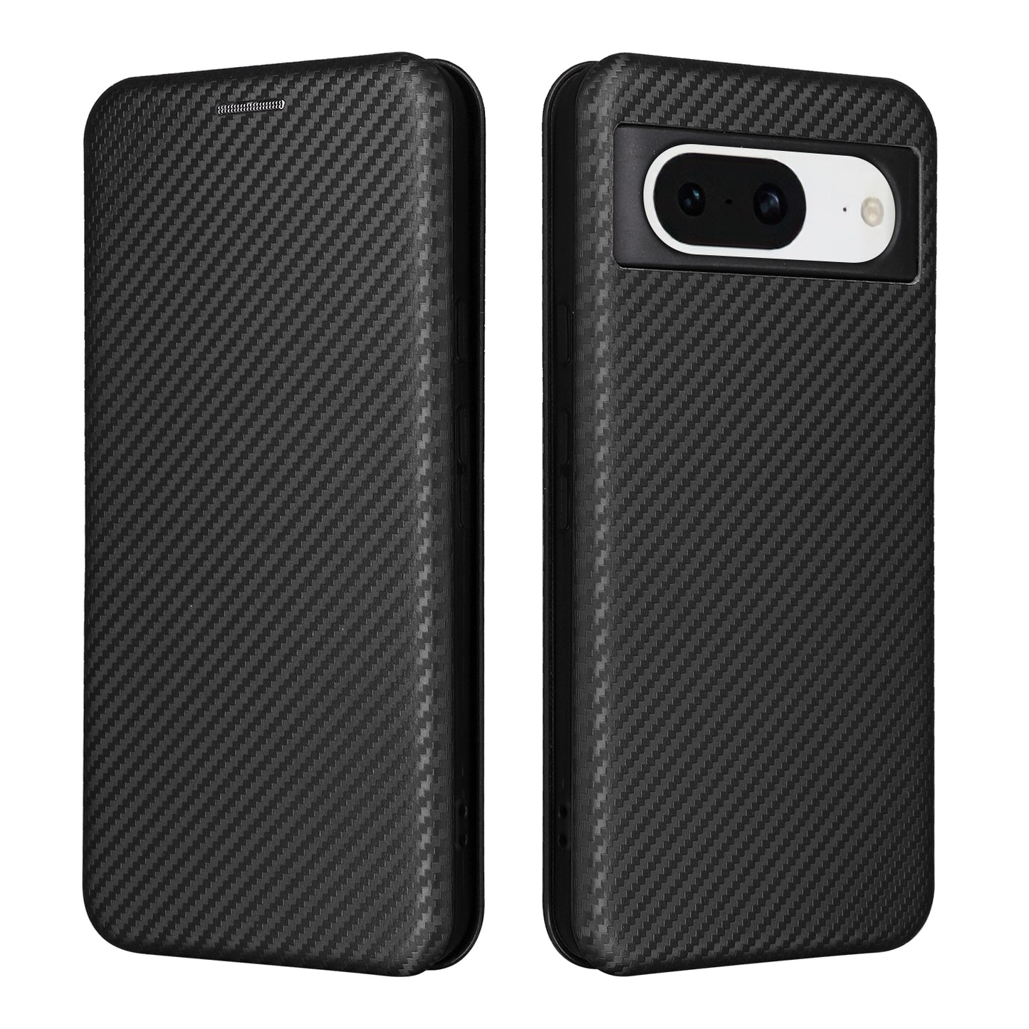 For Google Pixel 8 Carbon Fiber Texture Card Holder PU Leather Phone Case Flip Folio Stand Phone Cover