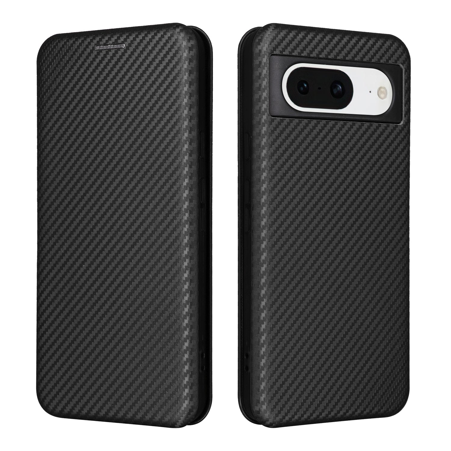 For Google Pixel 8 Carbon Fiber Texture Card Holder PU Leather Phone Case Flip Folio Stand Phone Cover