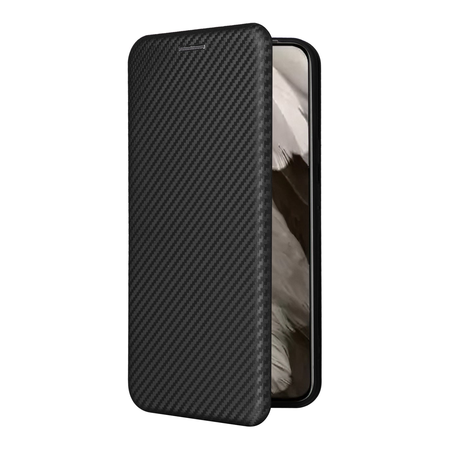 For Google Pixel 8 Carbon Fiber Texture Card Holder PU Leather Phone Case Flip Folio Stand Phone Cover