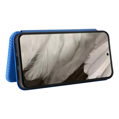 For Google Pixel 8 Carbon Fiber Texture Card Holder PU Leather Phone Case Flip Folio Stand Phone Cover