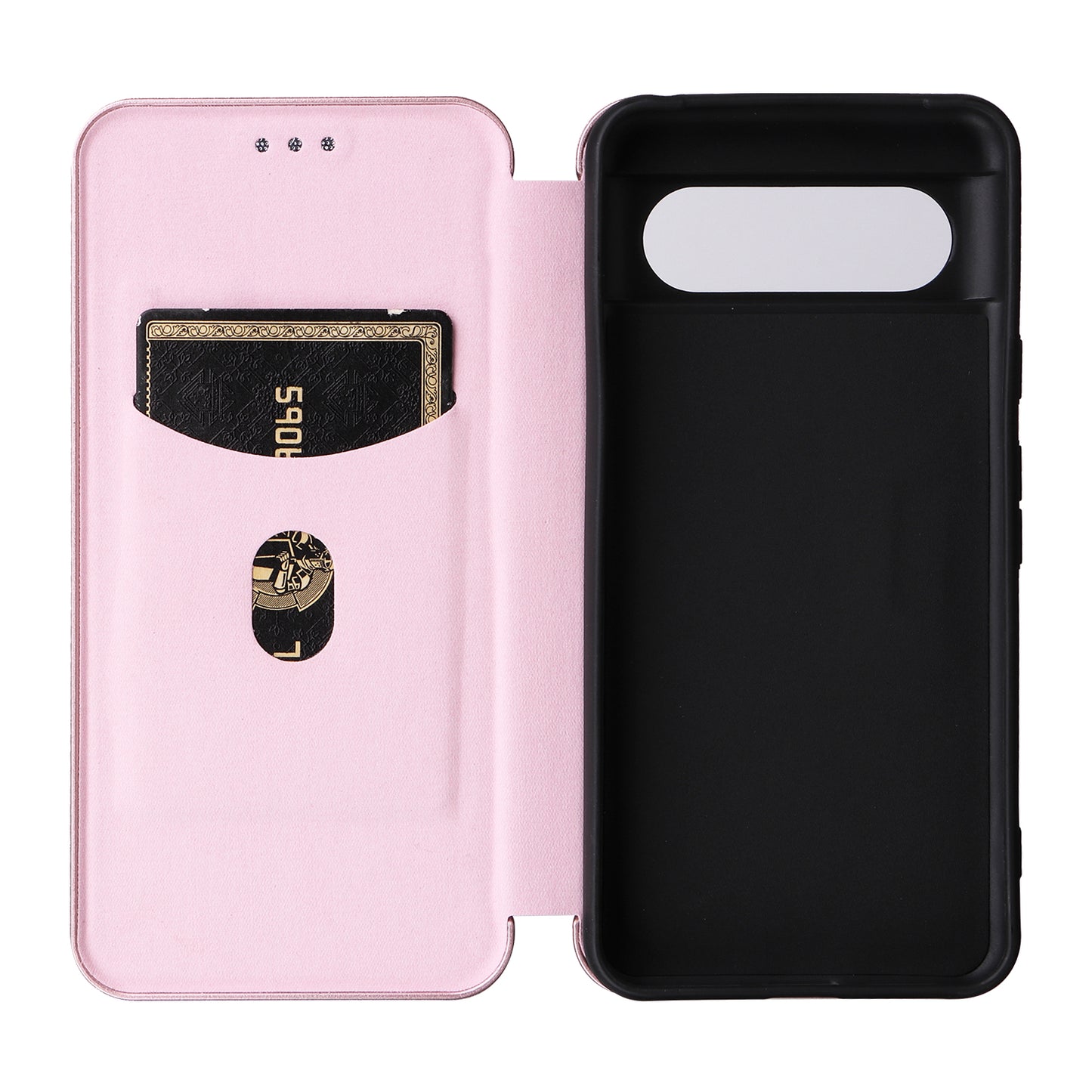 For Google Pixel 8 Carbon Fiber Texture Card Holder PU Leather Phone Case Flip Folio Stand Phone Cover