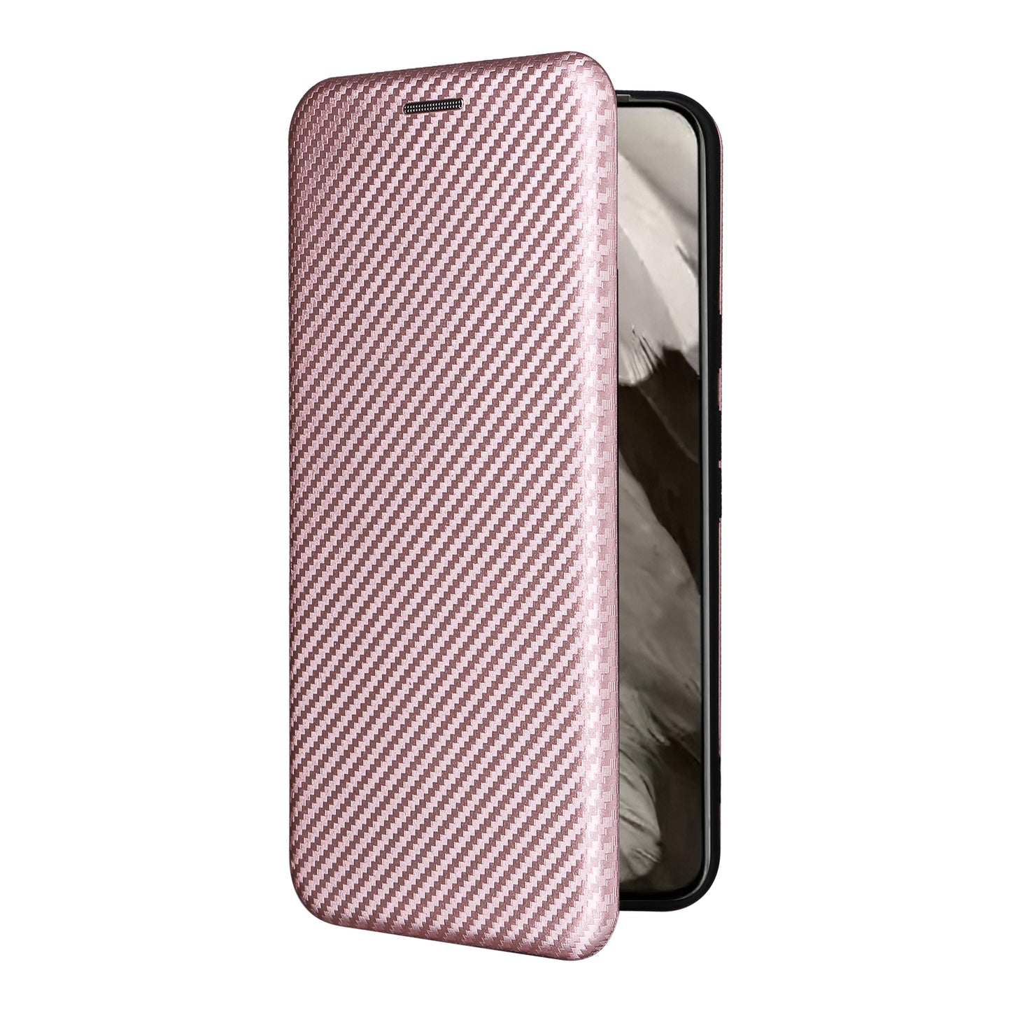 For Google Pixel 8 Carbon Fiber Texture Card Holder PU Leather Phone Case Flip Folio Stand Phone Cover