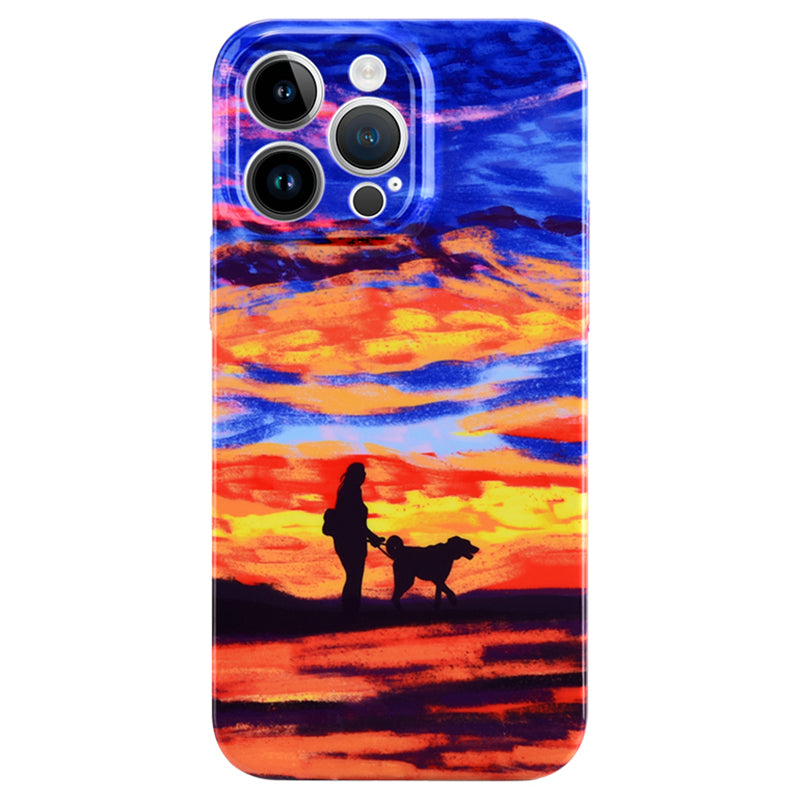 For iPhone 14 Pro Sunset Pattern Printing Cell Phone Case Hard PC Drop-proof Cover