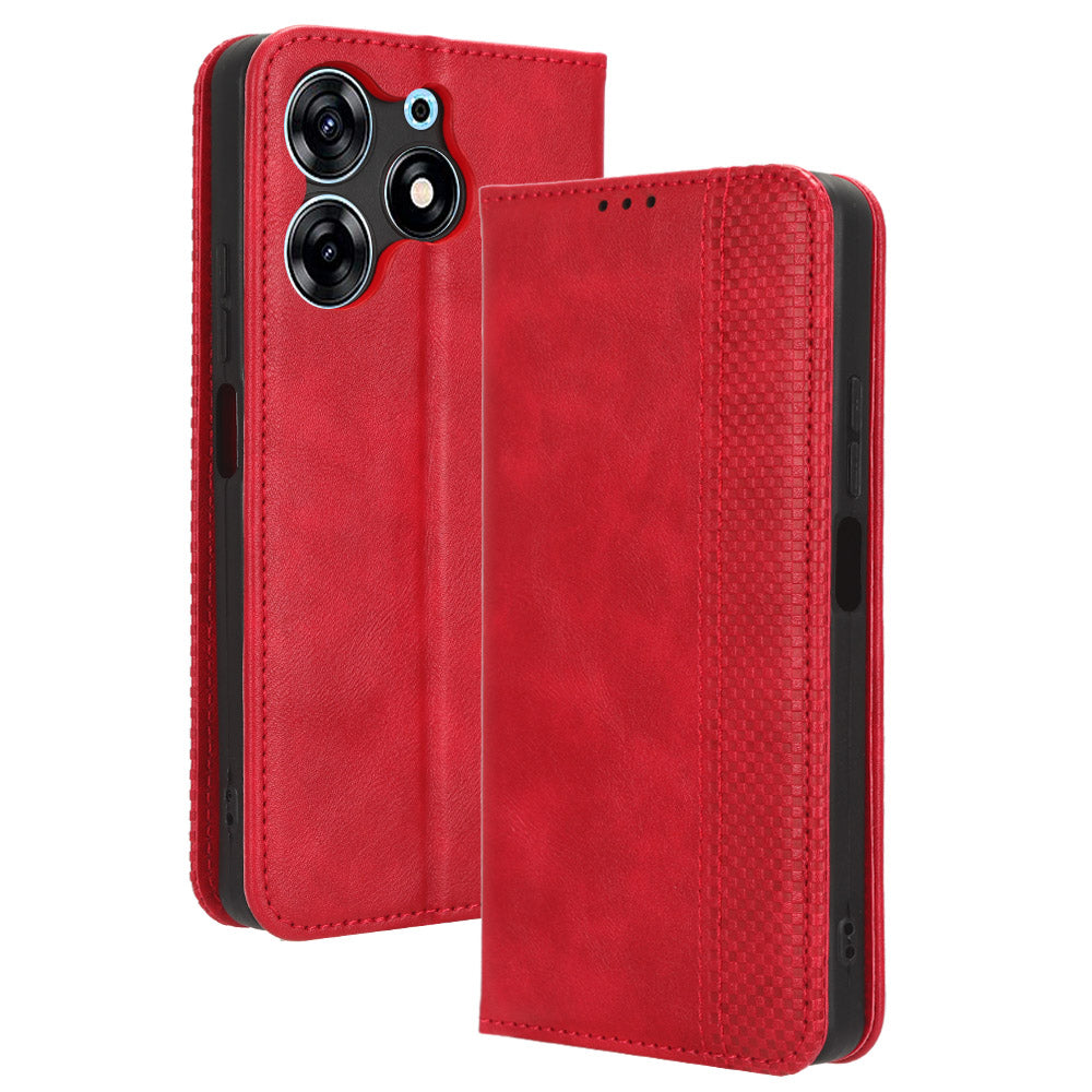 For Tecno Spark 10 Pro K17 Retro PU Leather Cover Stand Wallet Flip Folio Phone Case