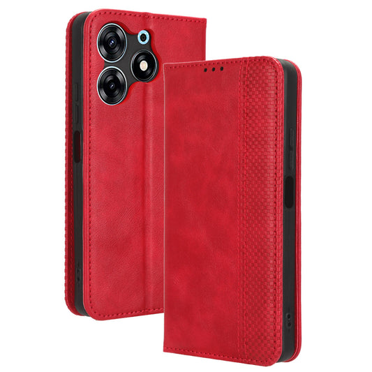 For Tecno Spark 10 Pro K17 Retro PU Leather Cover Stand Wallet Flip Folio Phone Case