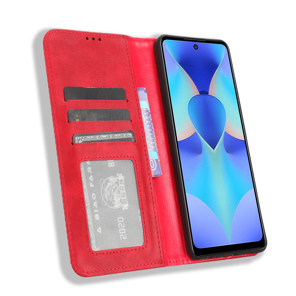 For Tecno Spark 10 Pro K17 Retro PU Leather Cover Stand Wallet Flip Folio Phone Case