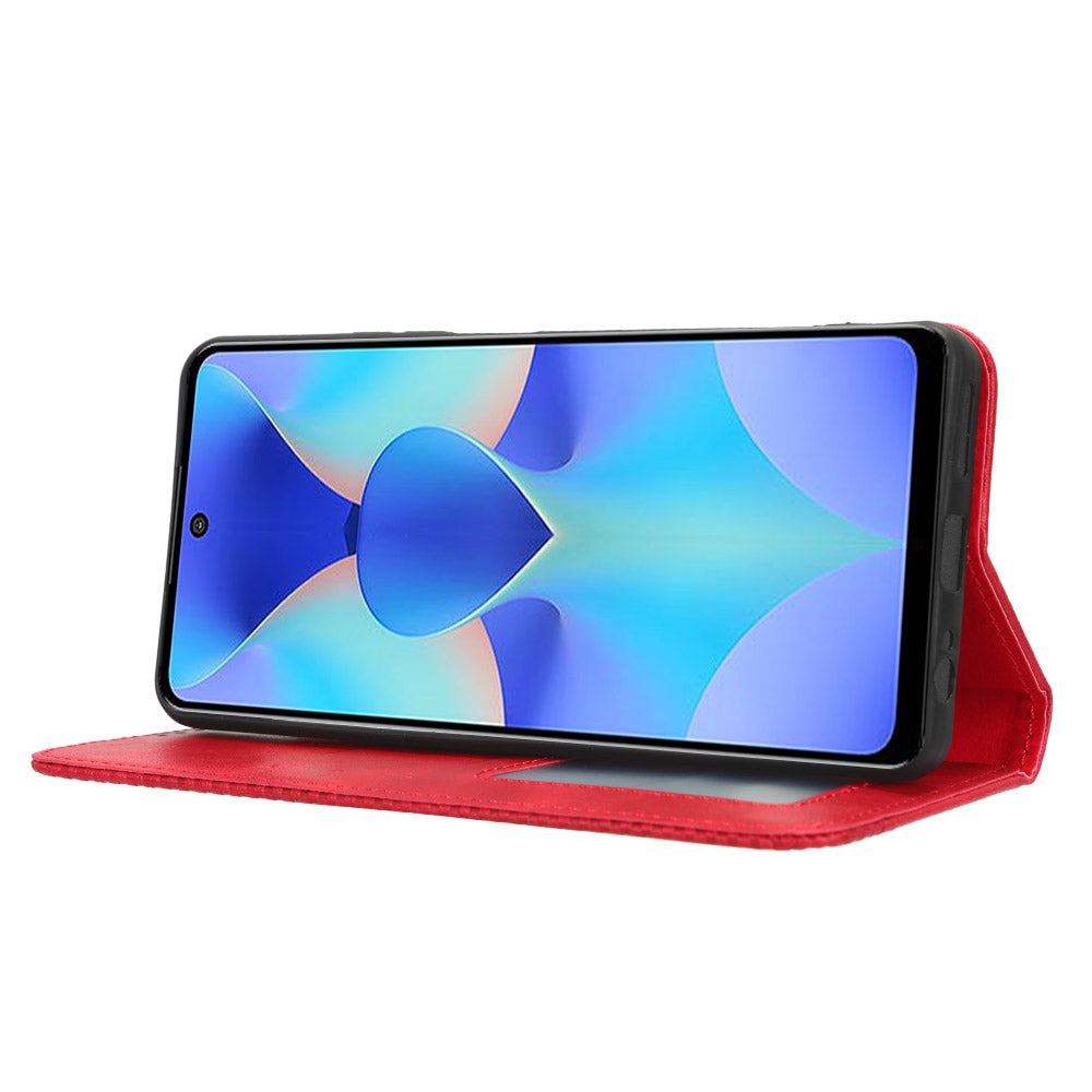 For Tecno Spark 10 Pro K17 Retro PU Leather Cover Stand Wallet Flip Folio Phone Case