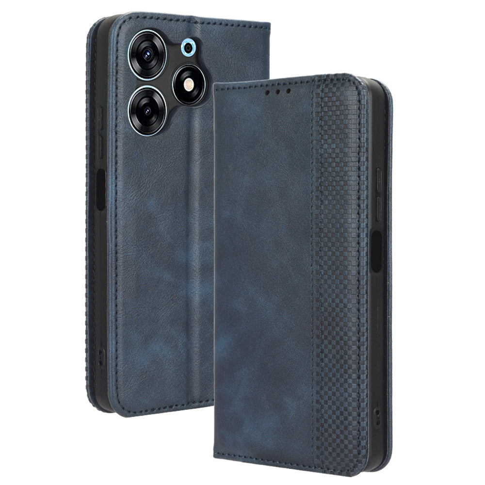 For Tecno Spark 10 Pro K17 Retro PU Leather Cover Stand Wallet Flip Folio Phone Case