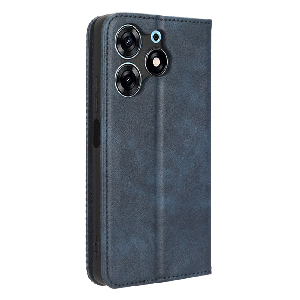 For Tecno Spark 10 Pro K17 Retro PU Leather Cover Stand Wallet Flip Folio Phone Case