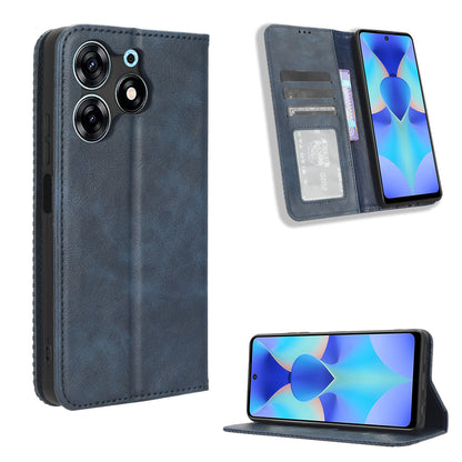 For Tecno Spark 10 Pro K17 Retro PU Leather Cover Stand Wallet Flip Folio Phone Case