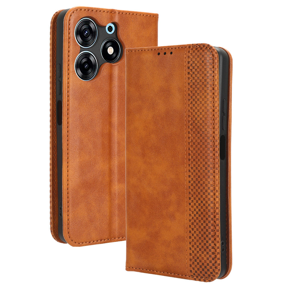 For Tecno Spark 10 Pro K17 Retro PU Leather Cover Stand Wallet Flip Folio Phone Case