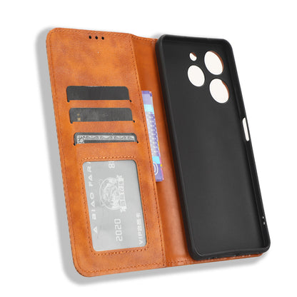 For Tecno Spark 10 Pro K17 Retro PU Leather Cover Stand Wallet Flip Folio Phone Case