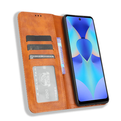 For Tecno Spark 10 Pro K17 Retro PU Leather Cover Stand Wallet Flip Folio Phone Case