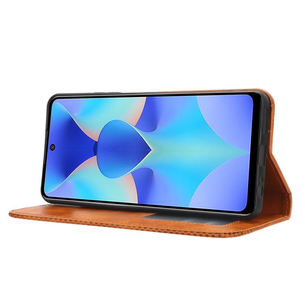 For Tecno Spark 10 Pro K17 Retro PU Leather Cover Stand Wallet Flip Folio Phone Case