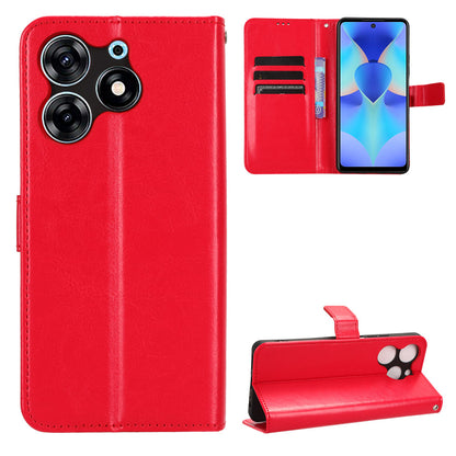 For Tecno Spark 10 Pro / KI7 PU Leather Wallet Case Crazy Horse Texture Stand Flip Phone Cover