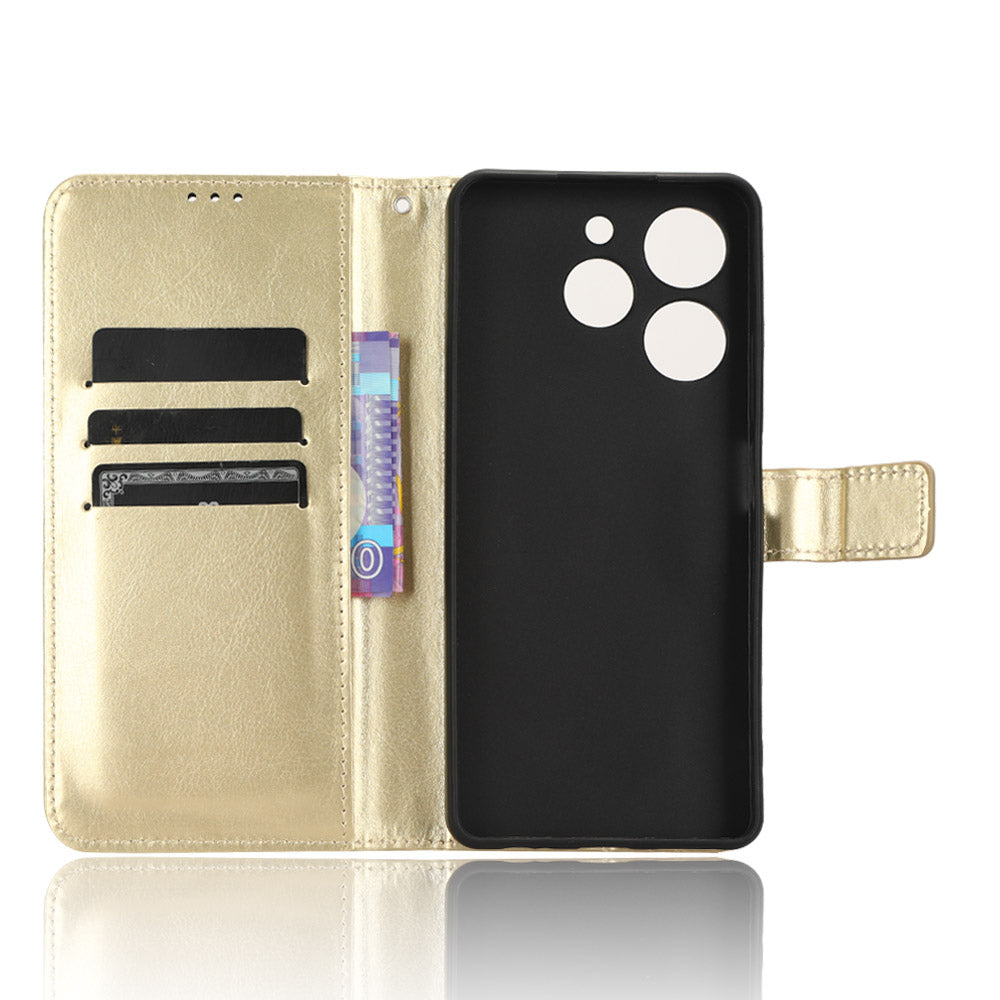 For Tecno Spark 10 Pro / KI7 PU Leather Wallet Case Crazy Horse Texture Stand Flip Phone Cover