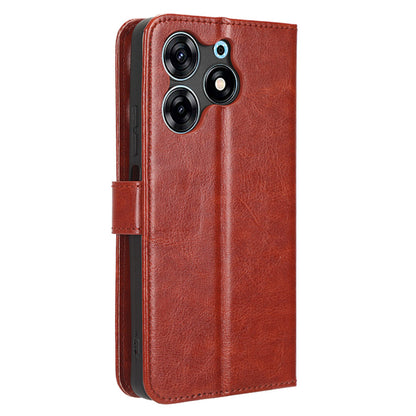 For Tecno Spark 10 Pro / KI7 PU Leather Wallet Case Crazy Horse Texture Stand Flip Phone Cover