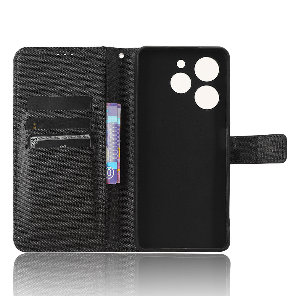 For Tecno Spark 10 Pro / KI7 Leather Folio Flip Cover Protective Phone Case Diamond Texture Wallet Case