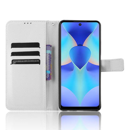 For Tecno Spark 10 Pro / KI7 Leather Folio Flip Cover Protective Phone Case Diamond Texture Wallet Case