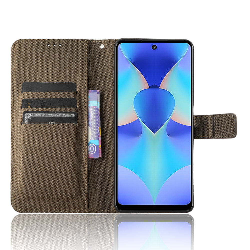 For Tecno Spark 10 Pro / KI7 Leather Folio Flip Cover Protective Phone Case Diamond Texture Wallet Case